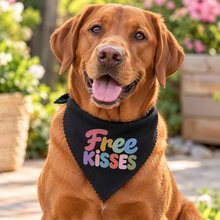 Free kisses dog neck tie. Funny slogan bandana for your pup