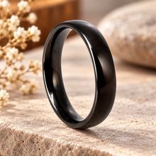 Black stainless steel wedding ring. 4mm Matt black wedding band. Plain ring in black - hypoallergenic 