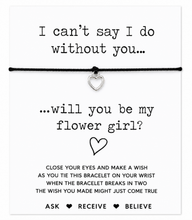 Will you be my flower girl wish string bracelet. Flower girl proposal. Gift for flower girl. Flower girl heart charm bracelet. 