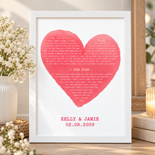 Personalised lyrics print. Song words print. First dance print. Wedding present - first paper anniversary gift 