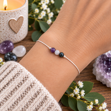 New beginnings natural crystal bracelet with Amethyst, Moonstone and Labradorite 