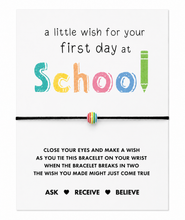First day at school gift. Rainbow wish string bracelet.