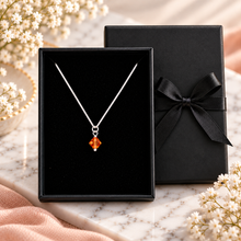 Sterling silver birthstone necklace and gift box. Birth stone jewellery gift 