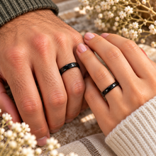 Black stainless steel wedding rings. 4mm Matt black wedding band. Plain ring in black - hypoallergenic 