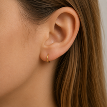 Thin gold huggie hoop earring. Gold sleeper earrings. Tiny 8mm gold ear hoops