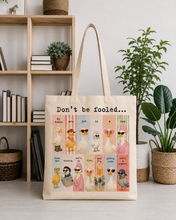 ducks in a row funny tote bag