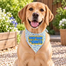 I only bark at cunts dog bandana. Blue dits floral dog scarf