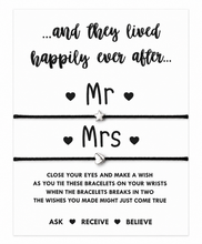 Mr & Mrs bracelets. Gift for the couple on their wedding day. Wedding gift for bride and groom.