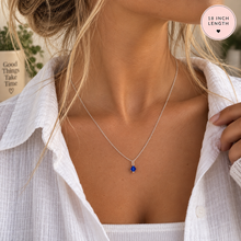 Sterling silver Birthstone necklace - 18 inch length - fine curb chain 
