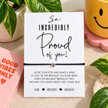 So proud of you wish bracelet. Gift for passing exams, new job starting school uni 