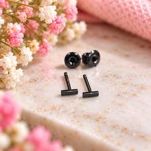 Small black t bar studs wish comfortable push backs