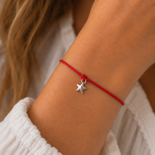 Red star wish string bracelet. 
