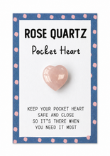 Rose quartz pocket heart crystal 