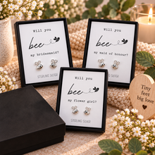 Sterling silver bee stud earrings with gift box. Bridesmaid, flower girls and maid of honour proposal gifts. Bridesmaid earrings flower girl earrings maid of honour earrings. Wedding favours 