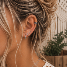 Silver boho ear cuff. Patterned cuff 