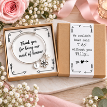 Thank you for being our maid of honour gift. Silver maid of honour charm bangle - wedding favours 