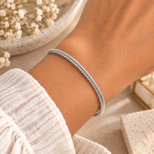 3mm silver snake bracelet. Thin silver rope bracelet. Simple silver bracelet for holding European charms.