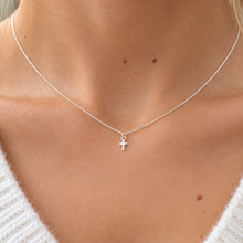 Sterling silver dainty cross necklace with gift box.  
