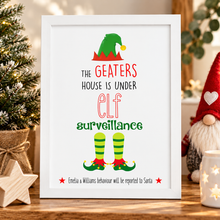 Personalised elf surveillance print. Naught elf print 