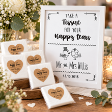 Personalised wedding tissues. Only for happy tears tissues. Customised wedding favours 