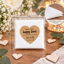 Personalised wedding tissues. Only for happy tears tissues. Customised wedding favours 