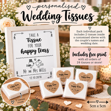 Personalised wedding tissues. Only for happy tears tissues. Customised wedding favours 