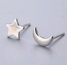 sterling silver moon and star studs 