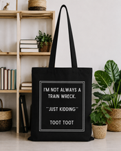 TRAIN WRECK FUNNY TOTE BAG