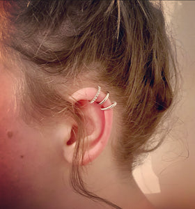 silver crystal ear cuff