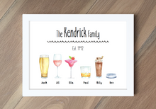 personalised family drinks print