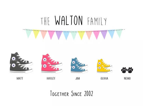 Framed Personalised Family Converse Print