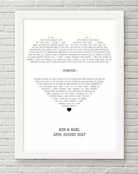 framed lyrics print