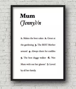 Framed Personalised Dictionary Print