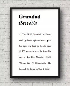 personalised dictionary print
