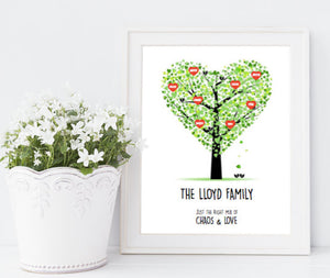 framed Personalised family tree print