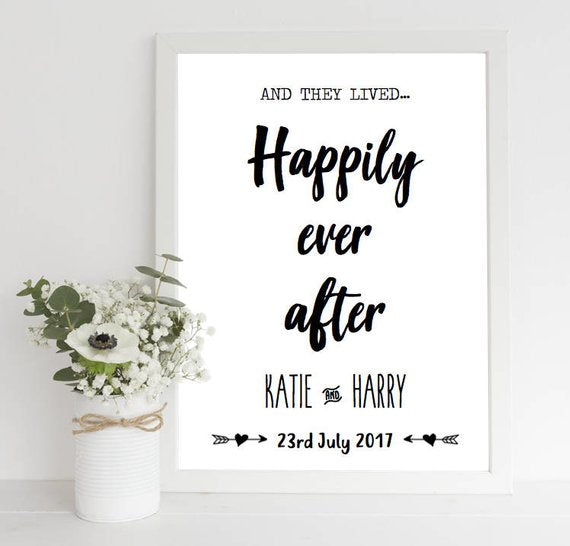 happily ever after wedding print