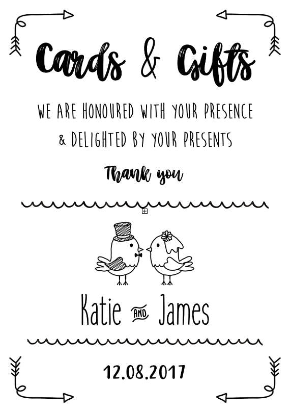 cards & gifts wedding sign print