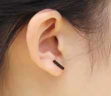black t bar stud earrings