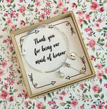 Thank you for being our Maid of Honour charm bangle complete with gift box & personalised sleeve