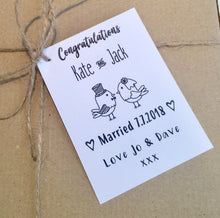 personalised tag for wedding gift box