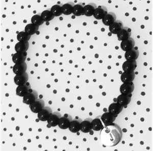 black pearl charm bracelet